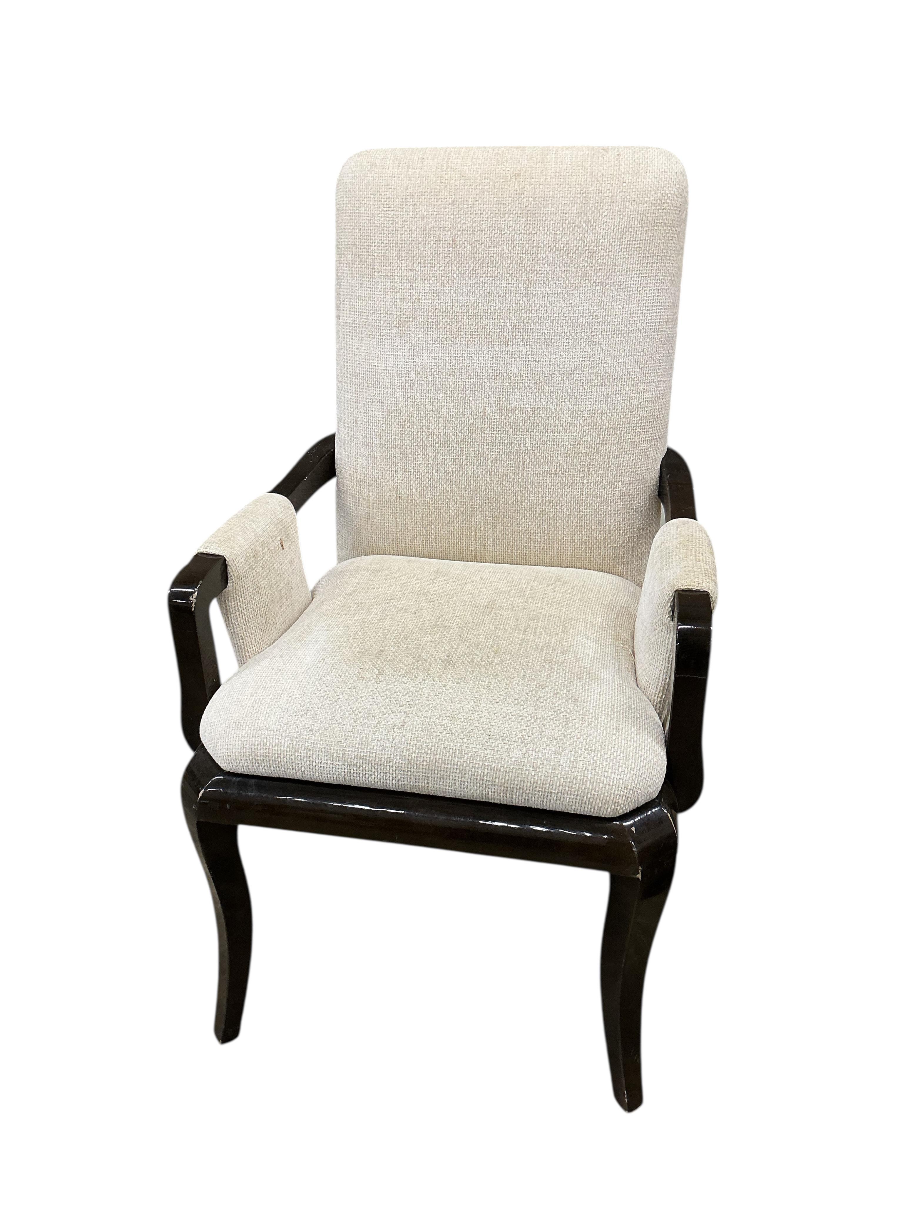 A set of eight J Robert Scott lacquered hardwood 'Villa' cabriole leg elbow chairs, width 60cm, depth 56cm, height 103cm